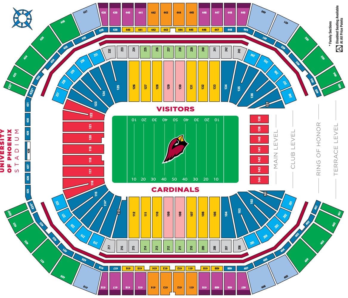 Arizona Кардиналс stadionu xəritə